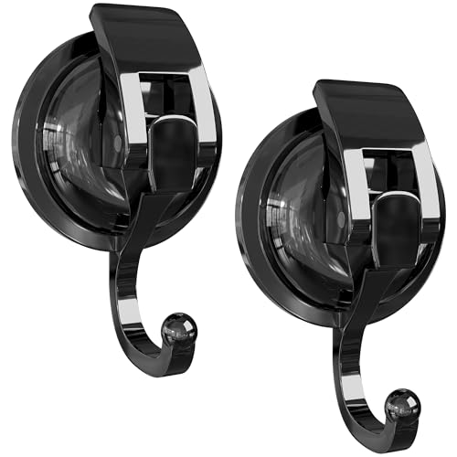 SOCONT Heavy Duty Vacuum Suction Cup Hooks, 2 Pack, Black