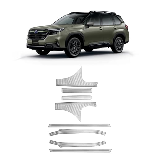 VKINGER 新型 スバル フォレスター SL系 パーツ セット割 スカッフプレート サイドステップ 内側&外側 8P インテリアパネル 内装 カスタムパーツ ドレスアップ セサリー (シルバーヘアライン)
