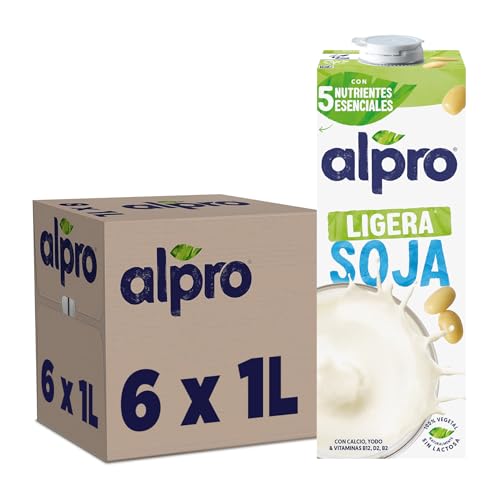 Alpro Bebida Vegetal de Soja Ligera - Pack de 6 x 1L