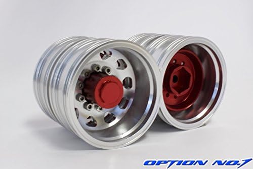 1/14トレーラー用 アルミリヤダブルホイール (2個入) (レッド) HH-WL001-RE
