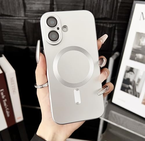 Coque mate iPhone 15 Pro argent étui de chargement magnétique sans fil
