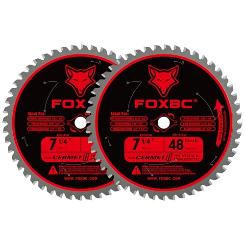 FOXBC 7-1/4" Metal Circular Saw Blade, 48 Teeth, 2 Pack