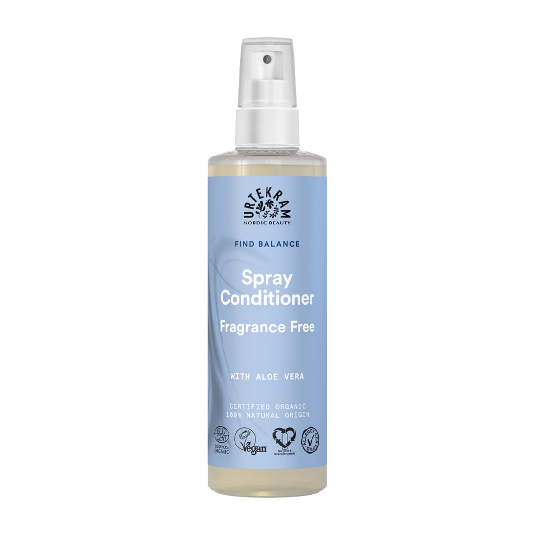 Urtekram Après-shampooing en spray sans parfum - Formule biologique douce avec 100 % d'ingrédients naturels, extraits apaisants d'Aloe Vera, Après-shampooing sans rinçage, 250 ml (Pack de 1)