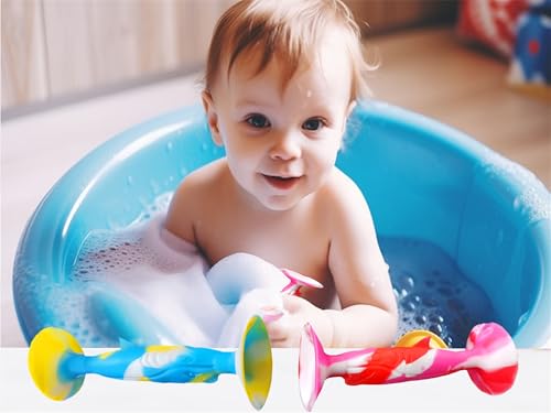Image of 8 Packs Silicone Suction Cup Teething Fidgets Darts for 6-12 Month 1-3 Year olds Baby, Sensory Ocean Shark Animal