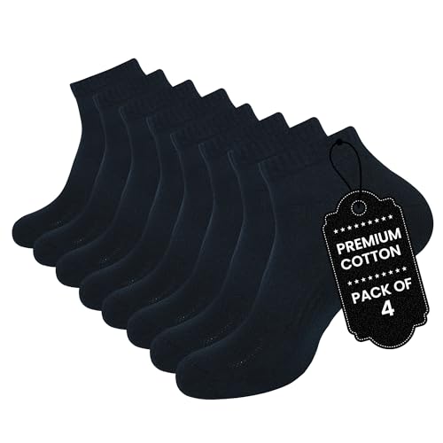 Ankle Socks Women | 4 Pack| Running Athletic Cotton Loafers Shoes Casual Wear|Sports Gym Active Everyday Sock