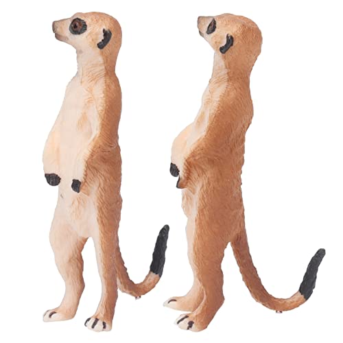 RiToEasysports 2Pcs Meerkat Model, Plastic Lifelike Cute High Stimulation Standing Animal Cognitive Figures Model Toys