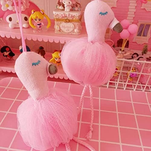 Esponja loofah ducha flamenco puf bola malla bañera exfoliador cuerpo baño 6