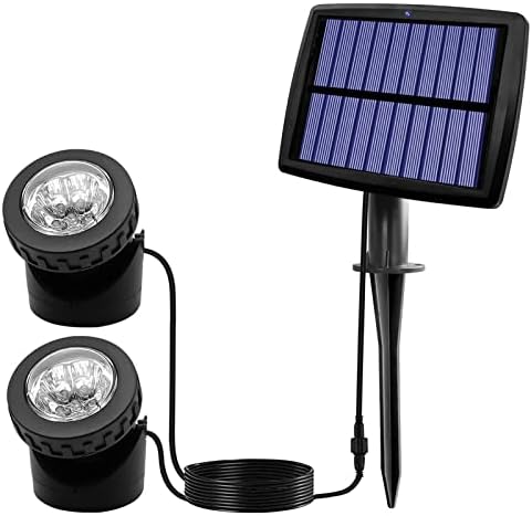 Illuminate Your Garden with These 5 Solar Powered Pond Lights 2 AVEKI Solar Pond Spotlights, 2 in 1 12 LED Solar Underwater Lights with Dual Head Waterproof Submarine Landscape Spotlight Security Lighting for Outdoor Patio Garden Fountain Pond