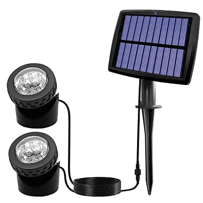 AVEKI Solar Pond Spotlights Solar Underwater Lights Dual Head Landscape Spotlight