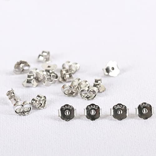25 Pairs/50pcs Butterfly Earring Backs for Studs Silver Plated Pierced Hypoallergenic Earring Backs Stoppers for Replacement(Silver) image 2
