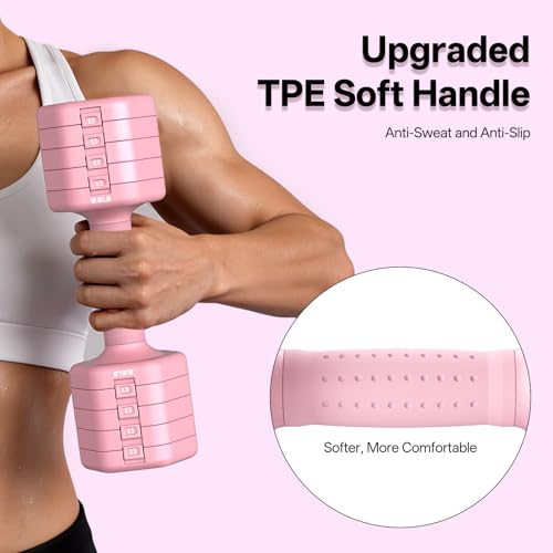 Image of JOROTO 5-in-1 Adjustable Dumbbell Set, 8LB /11LB Pair Adjustable Weights for Women at Home, 1s-Adjust Dual Locking Stable Hand Weights with TPE Soft Handle, Home Gym, Rehab, Pilates, Yoga, Strength Training