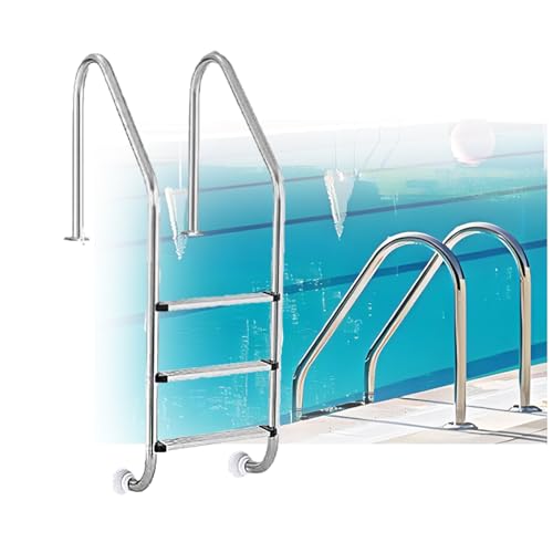 Escalera para piscina con 3 peldaños de acero inoxidable miniatura 1