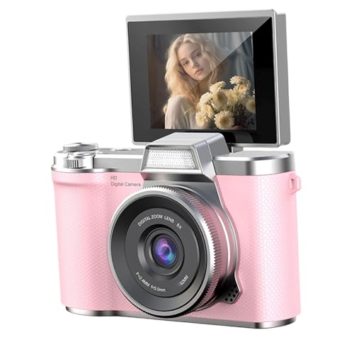 Annadue Appareil Photo Numérique 48 MP pour la Photographie, Mise au Point Automatique, Caméra pour Vidéo Youtube, écran Rabattable de 2,4 Pouces, Caméras 1080P, Zoom 8X, Anti-secousse, (Rosâtre)
