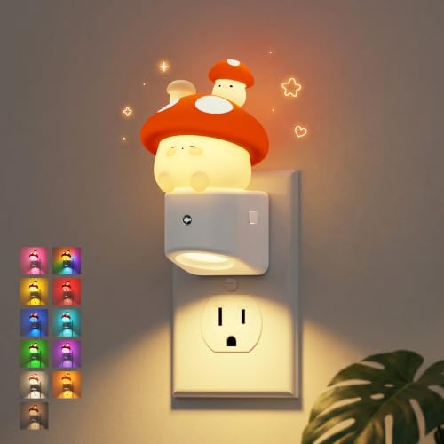 Image of JandCase Night Light for Kids,3D Mushroom Night Lights Plug into wall