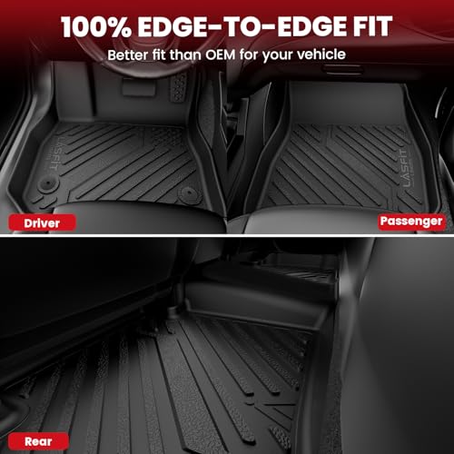Image of LASFIT Floor Mats & Cargo Mat for Toyota Corolla 2020-2026(for Sedan), TPE All Weather Protection Rubber Car Liners Custom Fit for Corolla Accessories 1st & 2nd Row & Trunk Mats, Black