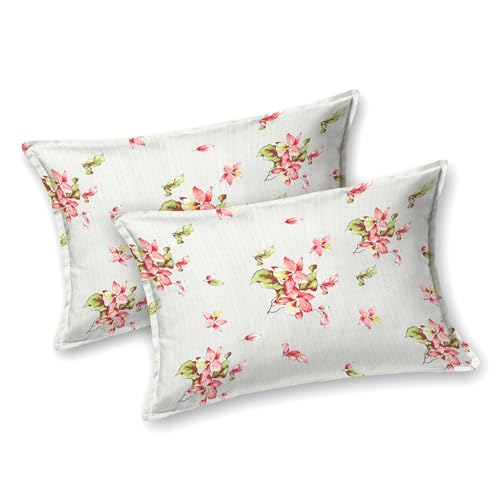 Image of LINENWALAS 100% Cotton Fitted Bed Sheet for Single Size Bed, Printed All Around Elastic Bedsheet (36 x 78 Inches) with 1 Pillow Covers | 210 TC Soft, Breathable, Luxury Bedsheet (Coral Garden)