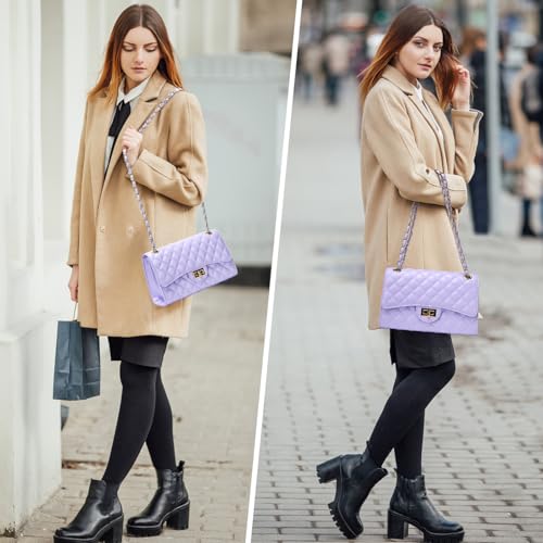 Quilted Leather Crossbody Bags for Women Trendy Ladies Shoulder Purse Satchel HandBag with Chain Strap2