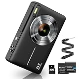 Digitalkamera 1080P 44MP Fotokamera FHD Fotoapparat mit 32G Karte 16X Digitalzoom Digital Kamera mit Batterie Tragbare Einfache Digitalkamera für Kinder Student Teenager Anfänger Senioren (Schwarz)