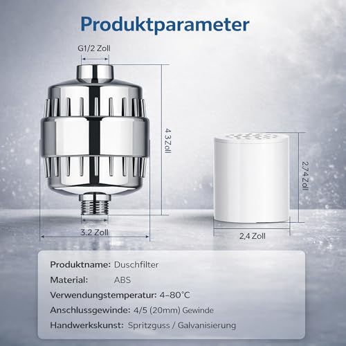 Filtre à eau dure douche anti-chlore métaux lourds et sédiments