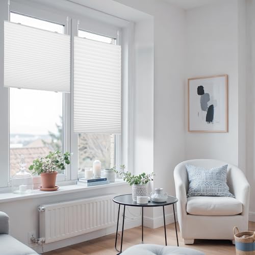 BelleMax Plissee ohne Bohren Klemmfix, Weiß 60x140cm(BxH), Easyfix lichtdurchlässig Sichtschutz und Sonnenschutz… – Ansicht 6
