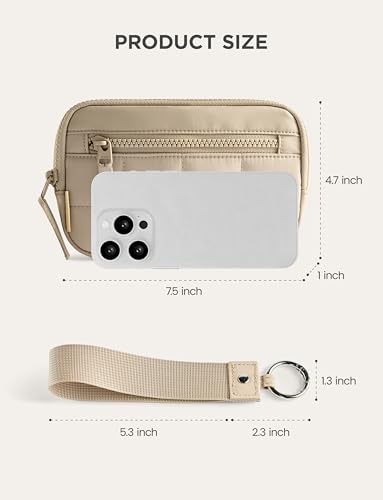 Image of Uselike Womens Wallet Card Holder Purse with Zipper Quilted Phone Wallet RFID Blocking Small Wristlet Wallets for Everyday, Travel (Light Khaki)