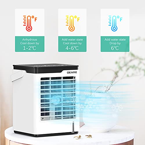 Climatiseur Mobile, USB Ventilateur Refroidisseur D'air Mini Refroidisseur 4 en 1 Climatiseur Portable 3 Vitesses de Vent et 7 Couleurs de LED, Humidificateur, Ventilateur pour Maison/Bureau - Image 3