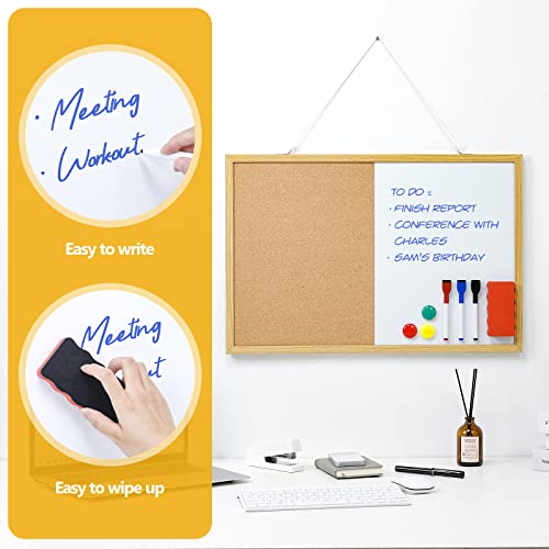 Homde Double-Sided 24’’ X 16’’ Combination Whiteboard: Monthly Calendar Planner + Cork Board + Blank Dry Erase Boards For Office Home #TOP3