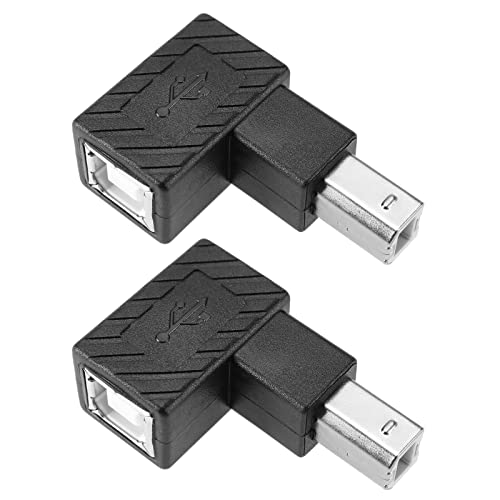 Create idea Adattatore per Stampante USB 2.0 Tipo B da 2 Pezzi Convertitore da 90 Gradi Tipo B Maschio A Femmina velocità di Trasferimento Dati 480 Mbps per Scanner Stampante (Angolo su E Angolo Giù)