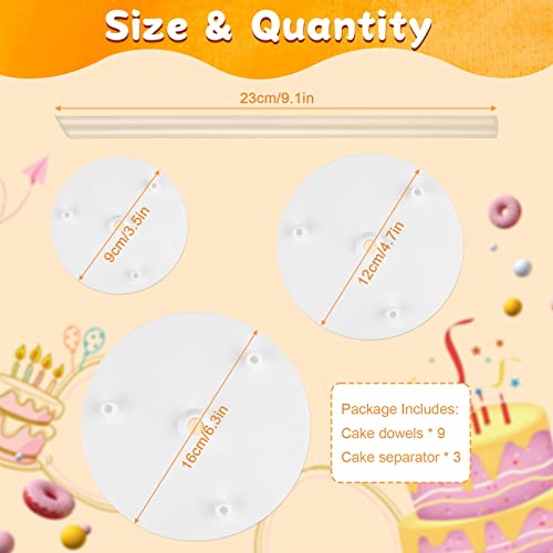 Reastar Tortenstützen, Wiederverwendbar Tortenständer, 9 Stück Tortendübel mit 3 Kuchenbasis, Kunststoff Dübelstangen, Kuchenstützen Set - für Hochzeit Geburtstag Gestufte Kuchenbau und Stapeln