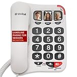 Uvital Big Button Phone for Seniors- Amplified Ringer with Loud Speaker for Hearing Impaired, White Senior Phone for Elderly Landline, Black Big Buttons Corded Landline Phone for Home