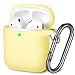 GEAK AirPods Case, (Front LED Visible), Anti-Dust Shockproof Protective Silicone Case Cover with Keychain Compatible for Apple AirPods 1 & 2 Wireless Charging Case, Milk Yellow