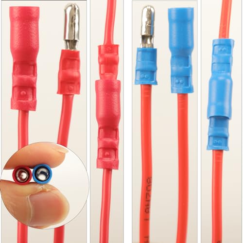 Image of Feggizuli 350pcs 19 Types Crimp Connectors, 2.8mm, 4.8mm, 6.3mm Male and Female Spade Terminals, Copper, Red, Blue, Yellow