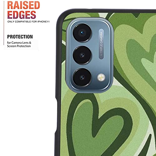 Compatible With Oneplus Nord N200 5G/Oppo A93 5G Case, Sage Green Love Heart Coffee Latte Pattern Swirl Design For Oneplus Case Girl Women Men,Soft Silicone Protective Case For Oneplus #TOP5