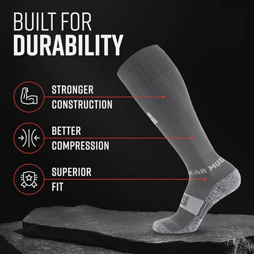 Image of MudGear Graduated Compression Socks, Durable, Sweat-Resistant OCR Performance Socks with Cushioned Footbed, Made in USA