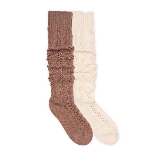 MUK LUKS Women's Slouch Knit Cable (2 Pair Pack),...