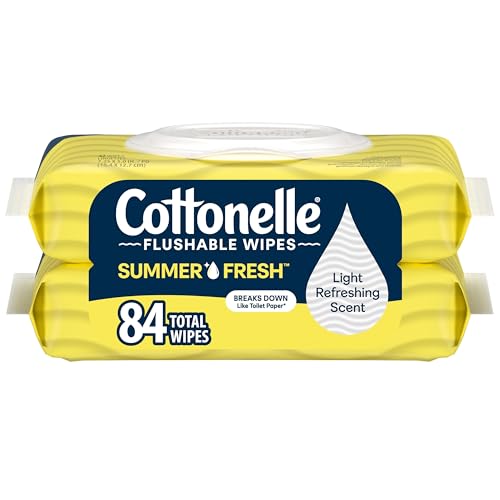 Image of Cottonelle Summer Fresh Scented Flushable Wipes, 2 Flip-Top Packs, 42 Wet Wipes per Pack