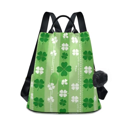 Sac à dos avec pompon pour femme tendance motifs trèfles et rayures