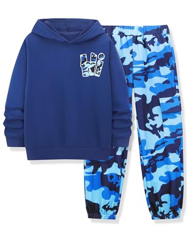 Boys Clothes Long Sleeve Hooded Sweatshirt Top Camouflage Sweatpants Fall Winter Kid Outfits Set 6-14T