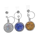 jojofuny 3 piezas Carabiner Retractable Badge Reel con Brillantes Clip de Identificación UV Electroplateado Compatible con Múltiples Grosor de Cuerda Duradero y Elegante para Trabajo y