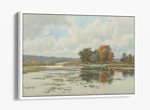 Toile Upper Thames Henri Tebbitt cadre blanc flottant pour tableau salon