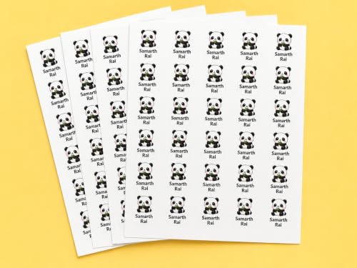Image of UV DTF Sticker Set - Photo Sticker with Name Labels - Pack of 31 Premium Glossy Waterproof Stickers | Raised Embossed Finish | for Phone, Laptop, Bottle, Lunch Box (Cartoon Name Sticker)