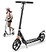 CAROMA Trotinette Enfant et Adultes,Trottinette Pliable pour Adolescents avec 2 Grandes Roues, Scooter Trotinette Enfant avec Double Système d'absorption de Chocs, Jusqu'à 100 kg (Noir)