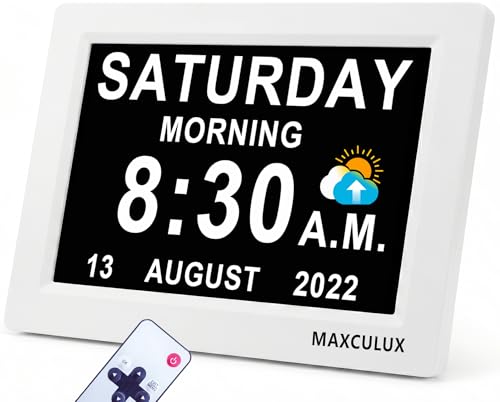 【Upgraded】27 Alarms Digital Talking Clock with Day and Date, Custom Reminders, 1280*800p HD Dsiplay, 10-Levels Dimmer, Auto DST, Sleep Trainer for Elderly Dementia, Voice-Talking with Remote