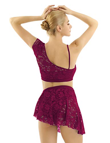 Fantasia feminina de dança lirical feminina com renda floral em latim da Yeahdor com parte de baixo