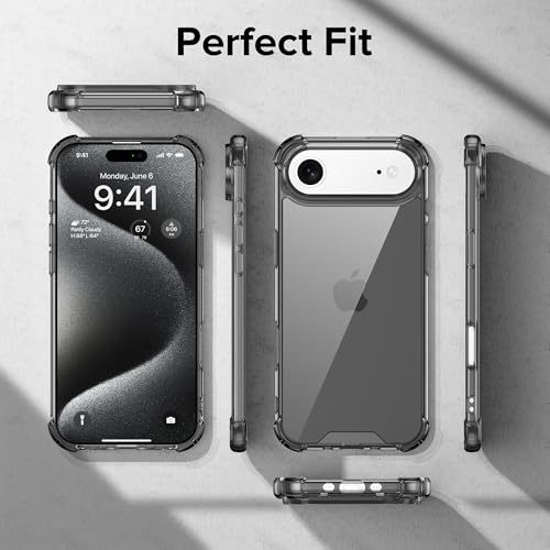 Image of ExpressBfor iPhone Air Case Cover | Anti-Scratch | Soft Shockproof Cushion Corners Camera Protection Back Cover | Hard Transparent Back Cover Case for iPhone Air - Clean Black