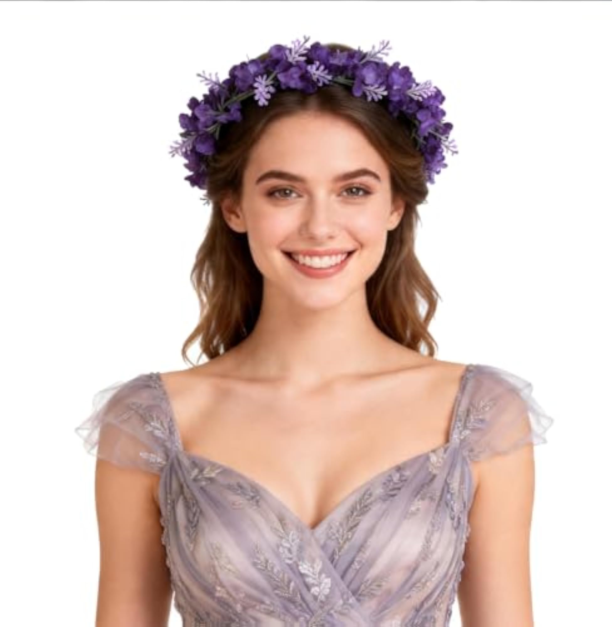Wedding Hydrangea Flower Headband, Lavender Grape