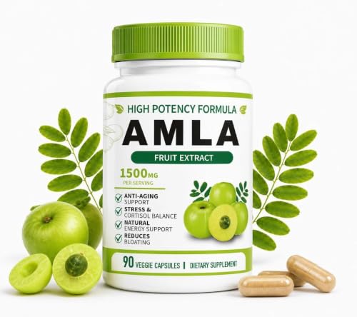 HWMS Organic Amla Capsules 1500mg – Indian Gooseberry Amla Fruit Supplement – Organic Amla Powder Organic for Antioxidant, Energy & Digestive Support – 90 Capsules