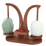 AXVRAV Magnetischer Wollwickler Holz, Doppel Garnhalter Ständer mit Telefonhalter Drehmechanismus und Anti-Rutsch-Pads, Strickzubehör Organizer für Häkelliebhaber – Geschenk für Mama und Oma