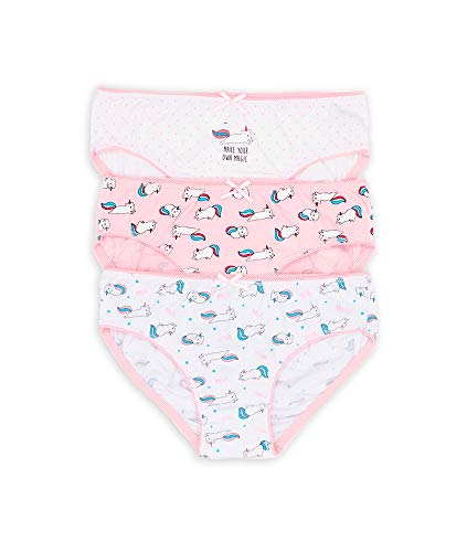 Channo Braguitas niña algodón Estampadas. Tejido algodón Suave elástico. Pack de 3 Braguitas (Gatitos Unicornio, 4-5 años)
