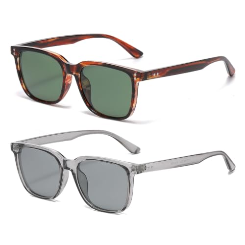 Image of Gleyemor Polarized Mens Square Sunglasses UV400 Protection Sun Glasses | Classic Retro Square Shades for Fashion, Driving Fishing Golf Outdoor Sport Shades